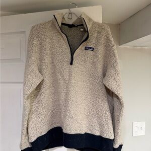 Patagonia Men's Quarter Zip Sweater in Cream and Navy